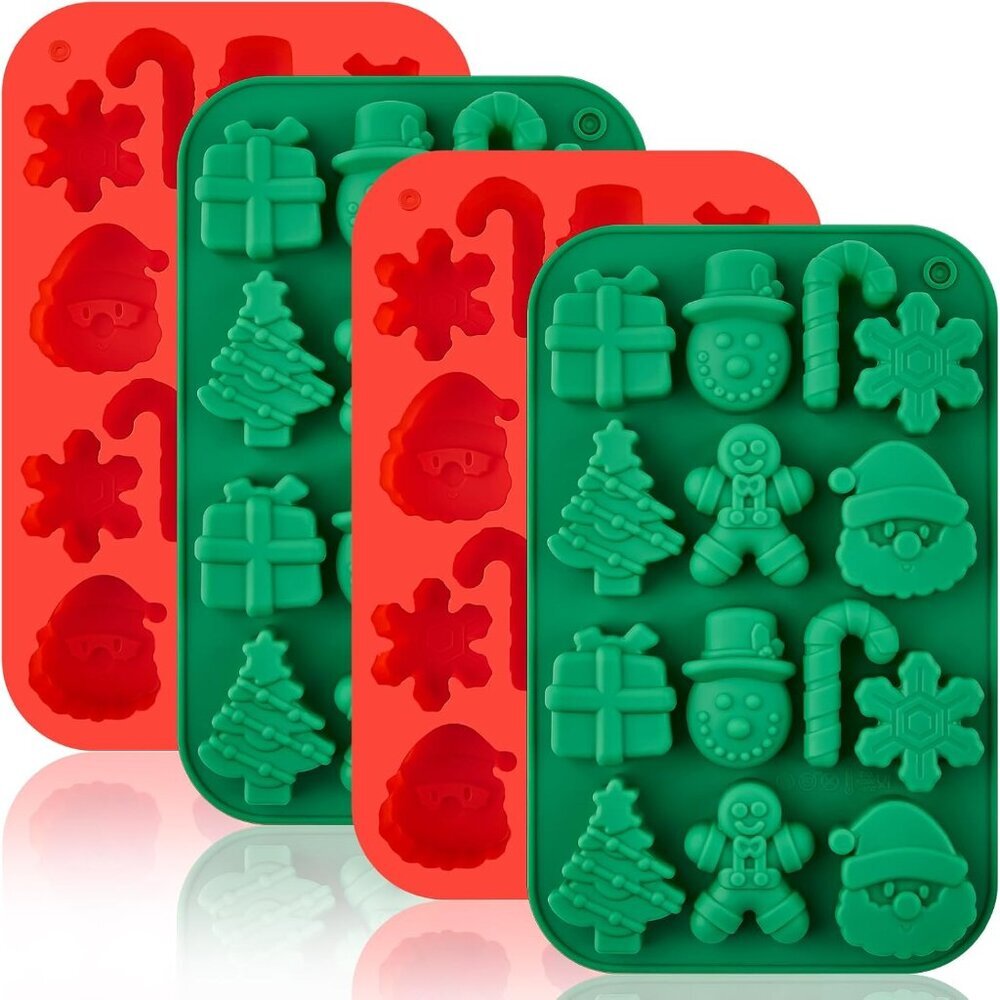 Christmas Chocolate Molds, 4PCS Silicone Candy Molds Santa Clause Christmas Tree